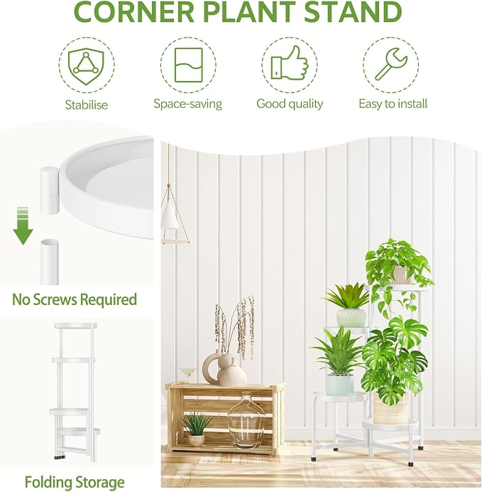 iDavosic.ly 4 Tier Large Plant Stand Indoor, 10 Inch Wide Tall Corner Metal - Image 4