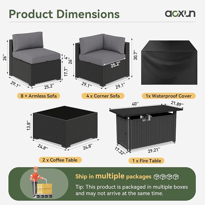 Aoxun 15 Piece Patio Furniture Set - Image 2
