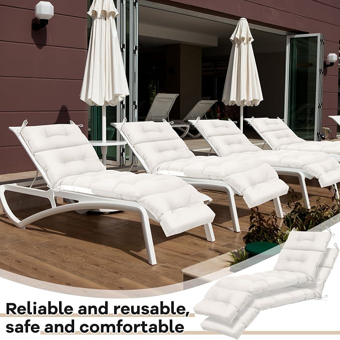 Kigley 2 Pcs Chaise Lounge Cushions 75 x 22 x 5 Inches Soft Lounge Chair - Image 7