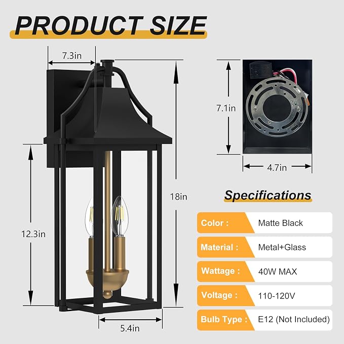  Outdoor Wall Sconce Fixture, Dusk to Dawn Patio Lights Waterproof - Image 8