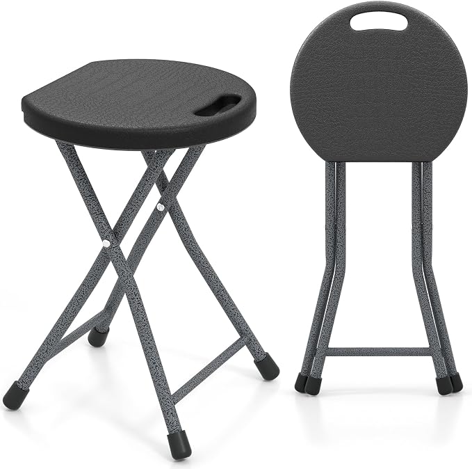 GYMAX Folding Stool, 18in Portable Collapsible Bar Stool by GYMAX