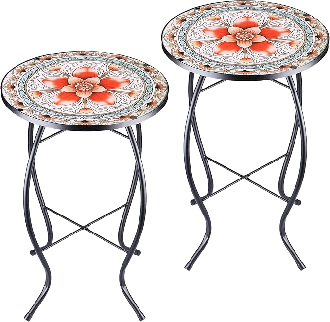 2PCS 12 Inch Small Outdoor Side Table by Arbuxzuy