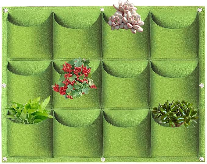 Hanging Planting Grow Bags, 12 Pockets Hanging Vertical Wall Planter Wall by LITLANDSTAR