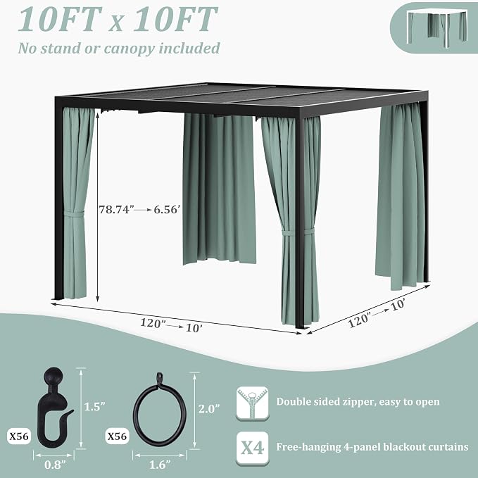 Gazebo Universal Replacement Privacy Curtain, 4-Panels Sidewall Curtains - Image 2