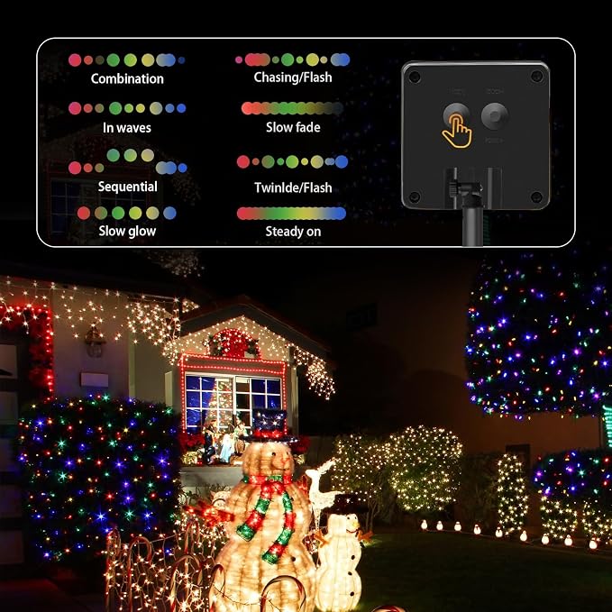2 Pack Solar String Lights Outdoor, 200 LED Extra-Long 78 FT Solar Christmas - Image 5