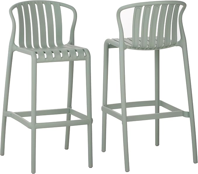 Christopher Knight Home Lenno Outdoor Plastic Bar Stools Set of 2, Patio Bar - Image 5