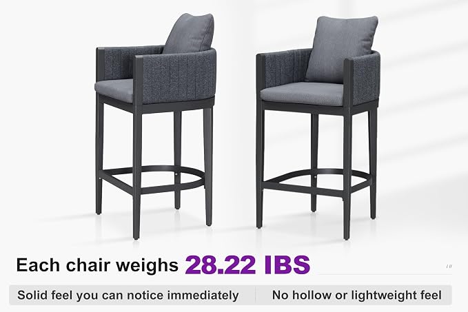 PURPLE LEAF Outdoor Bar Height Stools Set of 4 Aluminum Bar Chairs Modern - Image 6