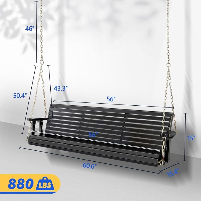 VINGLI Upgraded Patio Wooden Porch Swing - Image 2