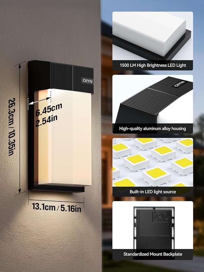 Outdoor Wall Light, Smart RGBICWW Porch Lights Outdoor, 1500LM Modern Wall - Image 7