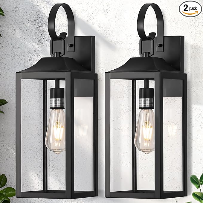 19" Large Outdoor Light Fixture 2 Pack, Porch Lights Sconce Exterior Lighting by Yolsunes