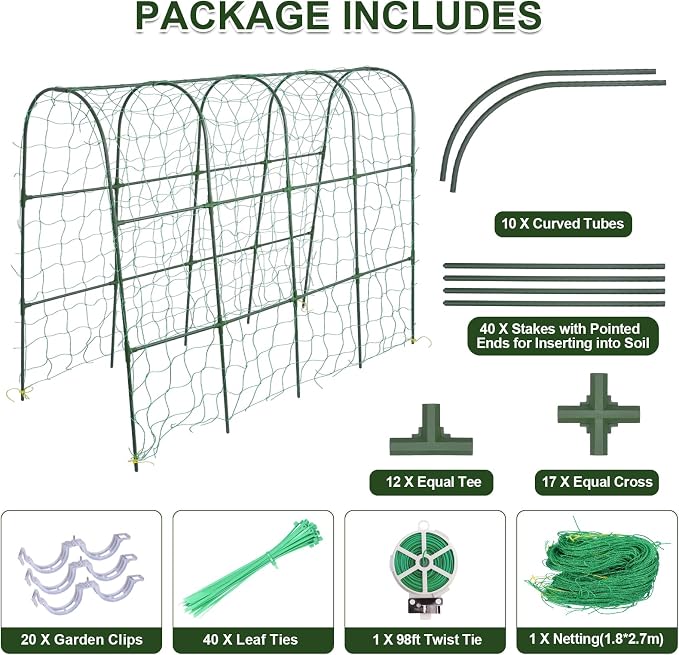 iGreely Cucumber Trellis for Raised Bed, U-Shape Garden Arch Metal Support for - Image 8