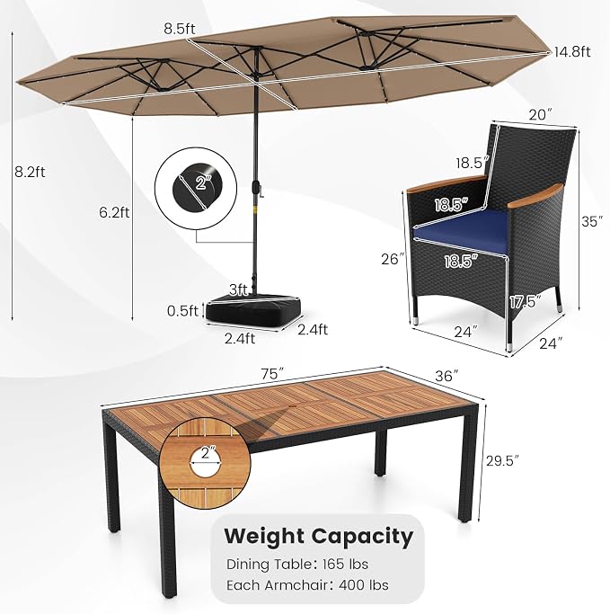 Tangkula 11 Pieces Patio Dining Set - Image 5