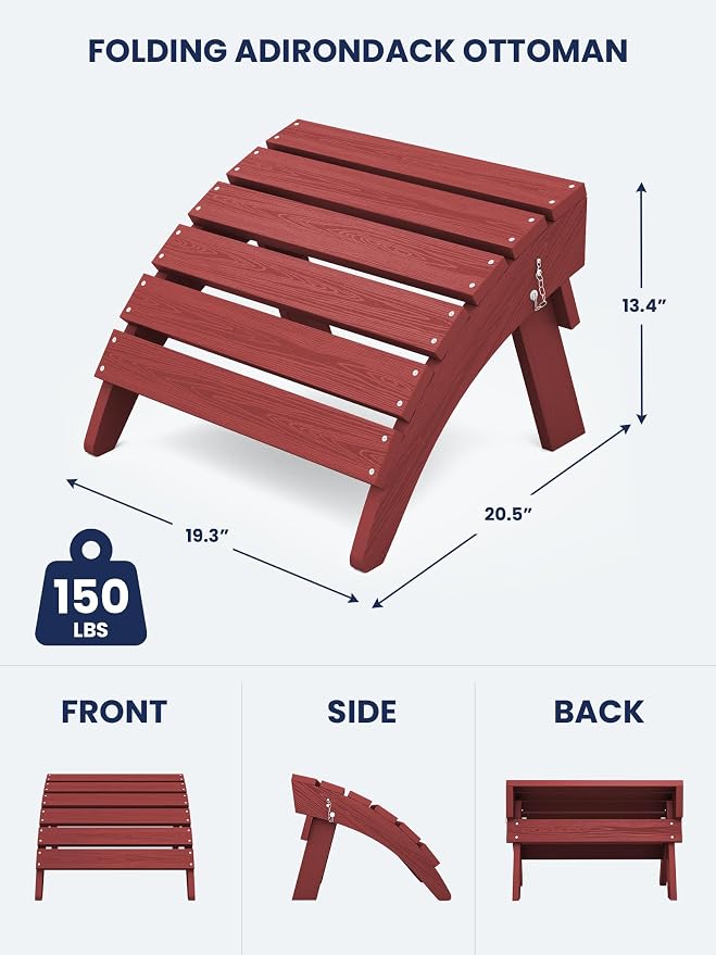 KINGYES Folding Adirondack Ottoman - Image 3