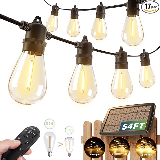 addlon 54FT Solar String Lights Outdoor Waterproof by addlon