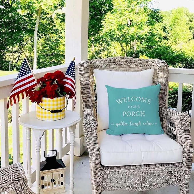 PANDICORN Welcome to Our Porch Stay Awhile Farmhouse Decorative Throw Pillow - Image 2