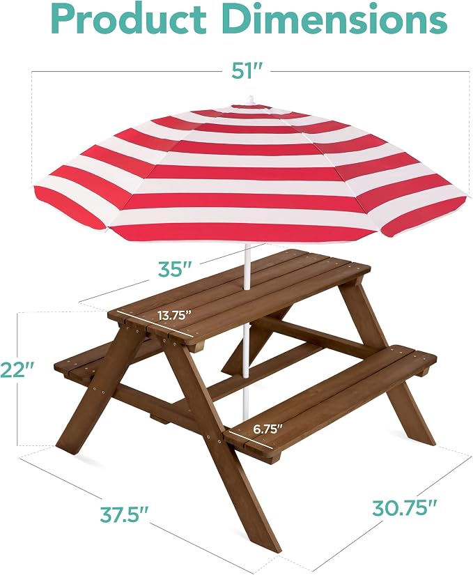 Best Choice Products Wooden Kids Picnic Table - Image 3