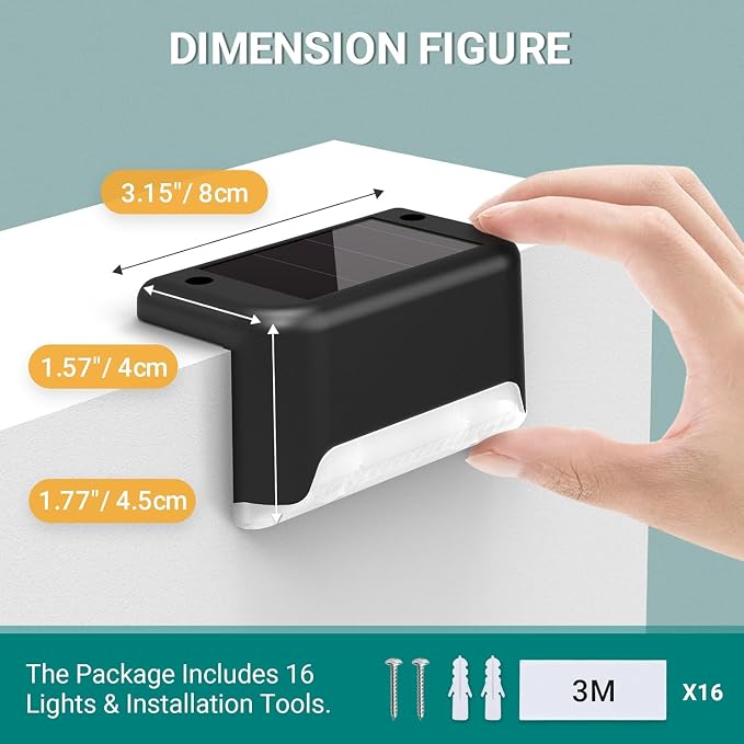 SOLPEX Solar Deck Lights Outdoor Waterproof 12Pack, Solar Step Lights Led Solar - Image 6