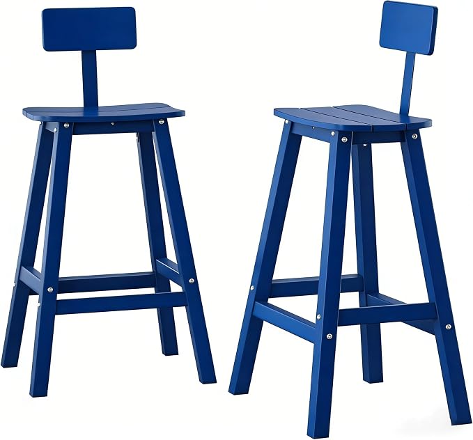 Bar Height Chairs Set of 2, HDPE Bar Height Outdoor Chairs, Weather Resistance by Naga+Bahna