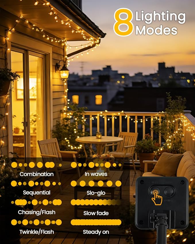 OZS 6 Pack 480LED Solar String Lights - Image 3