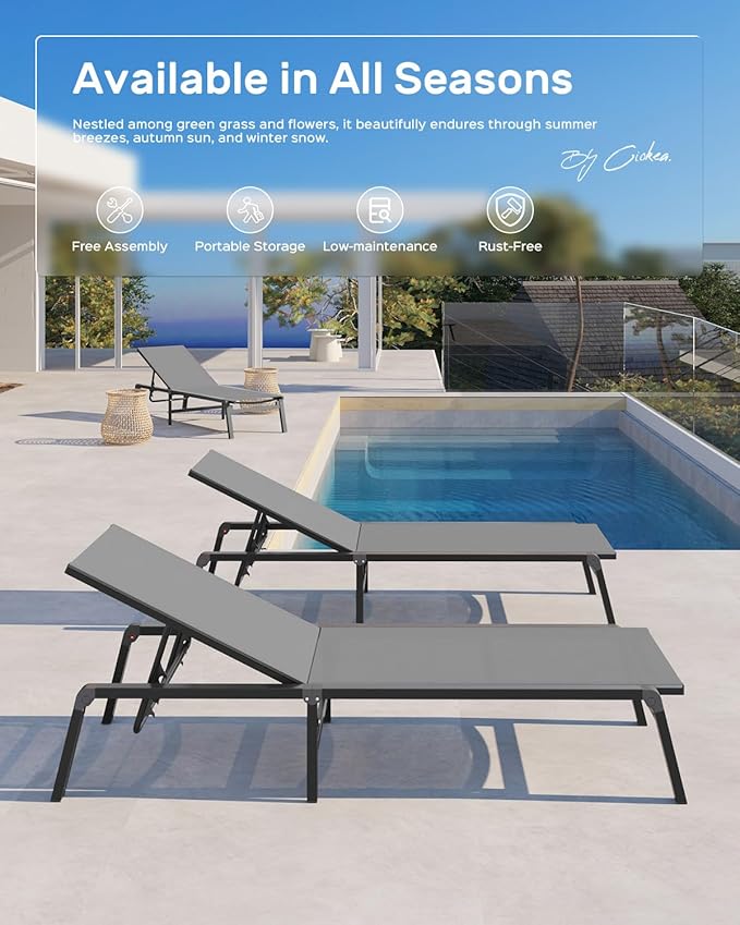 Ciokea Patio Chaise Lounge Chair, Foldable Lounge Chair - Image 7