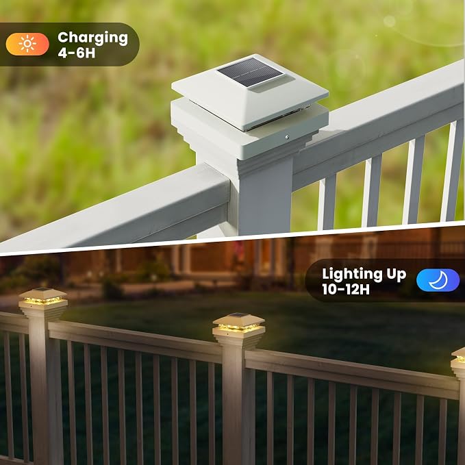 Solar Post Cap Lights Outdoor 12pack, Bright Warm White Solar Post Lights - Image 2