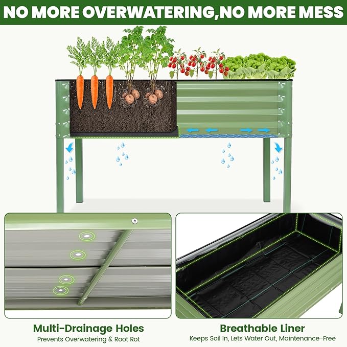 G GOOD GAIN Elevated Raised Garden Bed 2' x 4'- Galvanized Metal Planter Boxes - Image 6