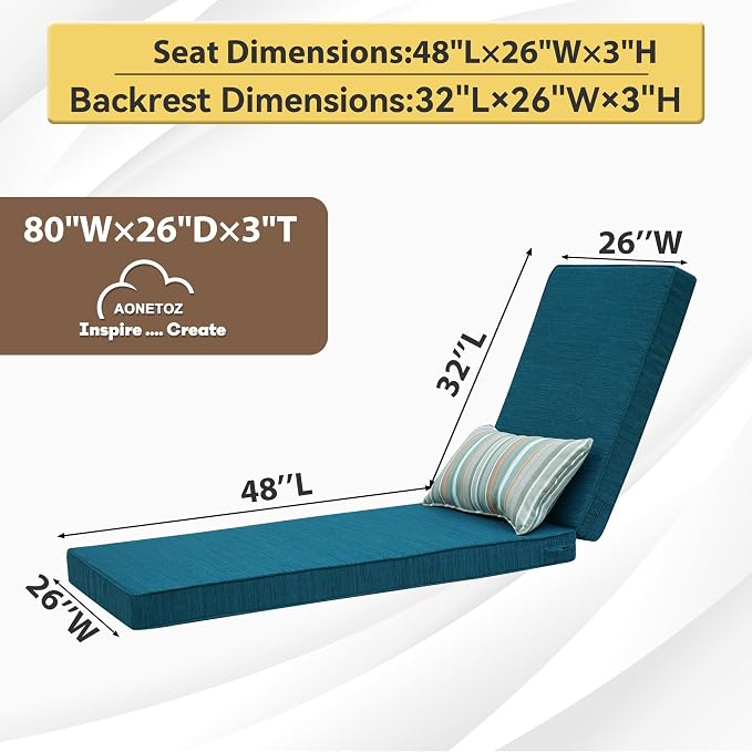 Outdoor Chaise Lounge Cushions, Olefin Lounge Cushion, Rainproof Color - Image 2