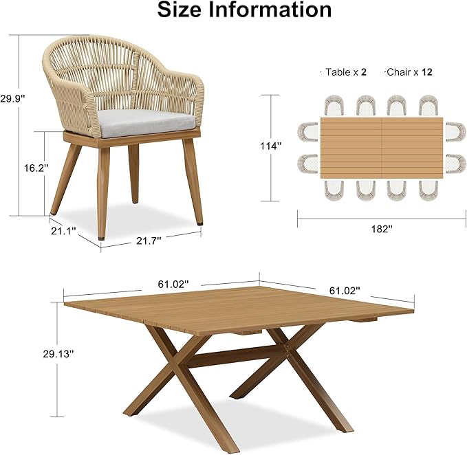 PURPLE LEAF 13 Pieces Oversized Patio Dining Set - Image 8
