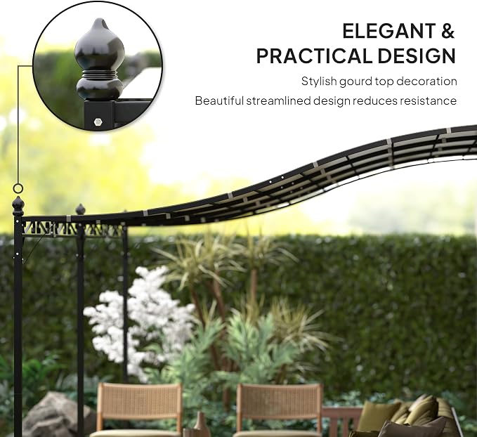 Outsunny 10' x 16' Outdoor Pergola Canopy, Wall-Mounted Metal Patio Canopy - Image 6