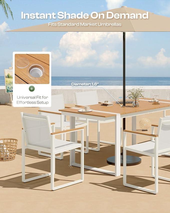 Outdoor Dining Table for 6, HDPS+ Aluminum Patio Dning Table - Image 2