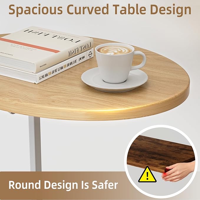 Elbourn Folding Side Table End Couch Tables, C-Shaped End Table - Image 6