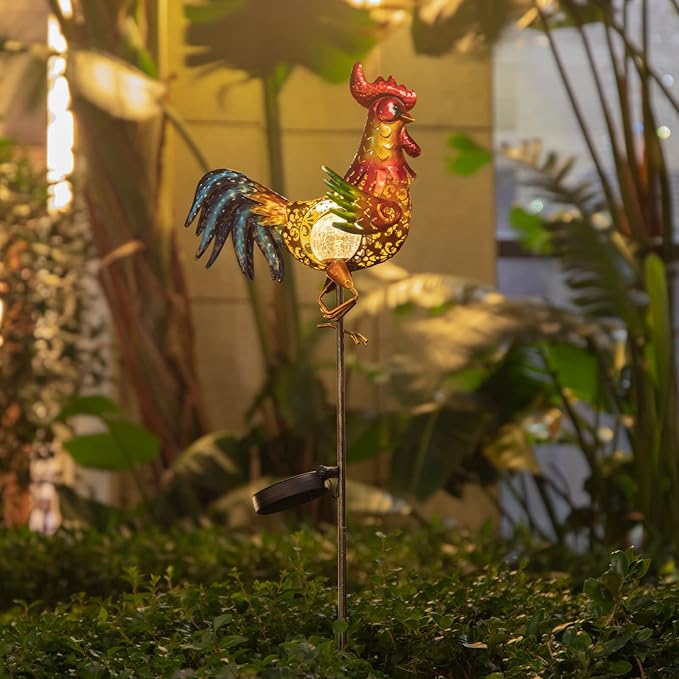 Tryme Rooster Solar Lights Outdoor Decorative Garden Statue Gifts - Image 4