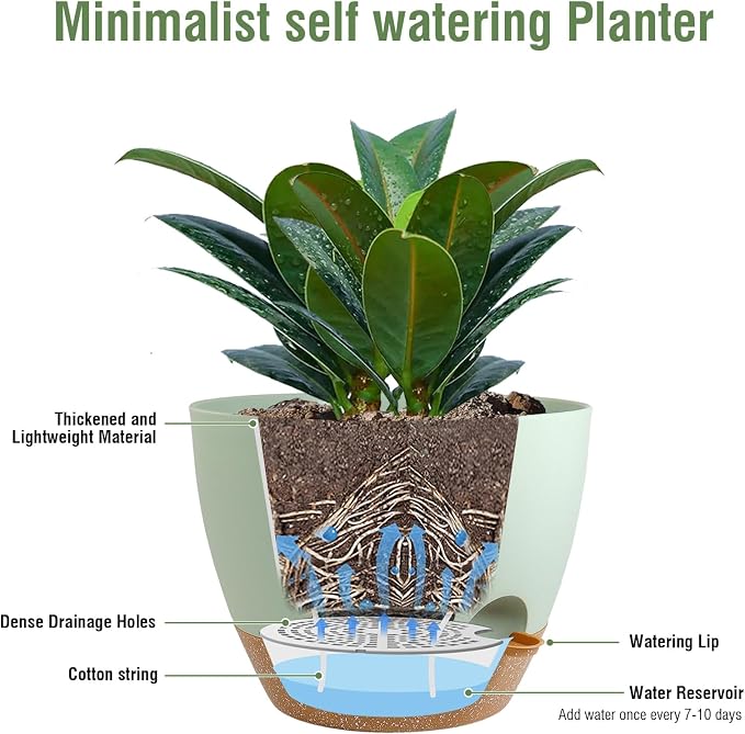 12 inch Large Self Watering Pots, Plant Pots - Image 4