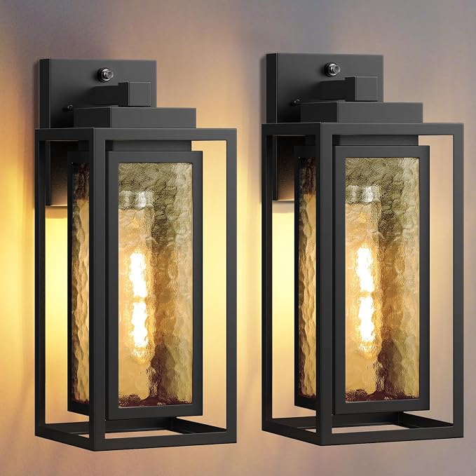 Dusk to Dawn Exterior Porch Light Fixture, Water Ripple Outdoor Wall Lantern - Image 8