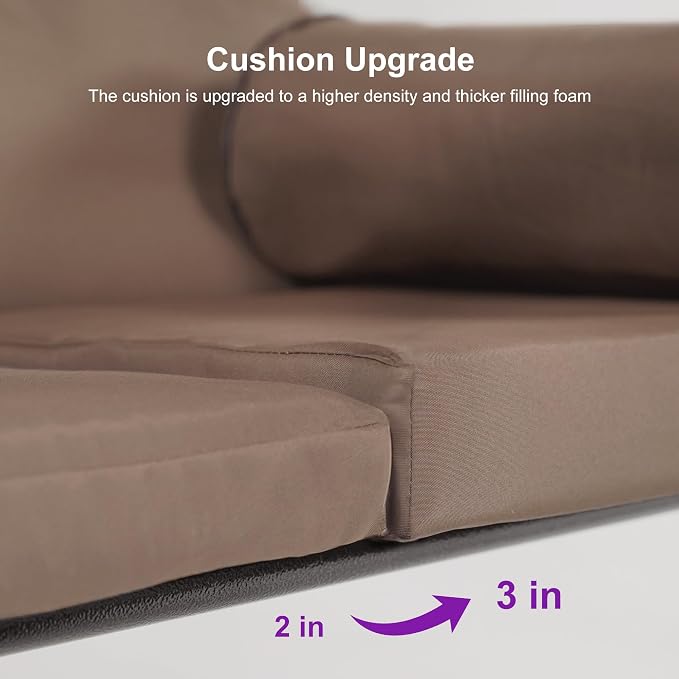 PURPLE LEAF 3-Seat Deluxe Outdoor Patio Porch Swing - Image 3