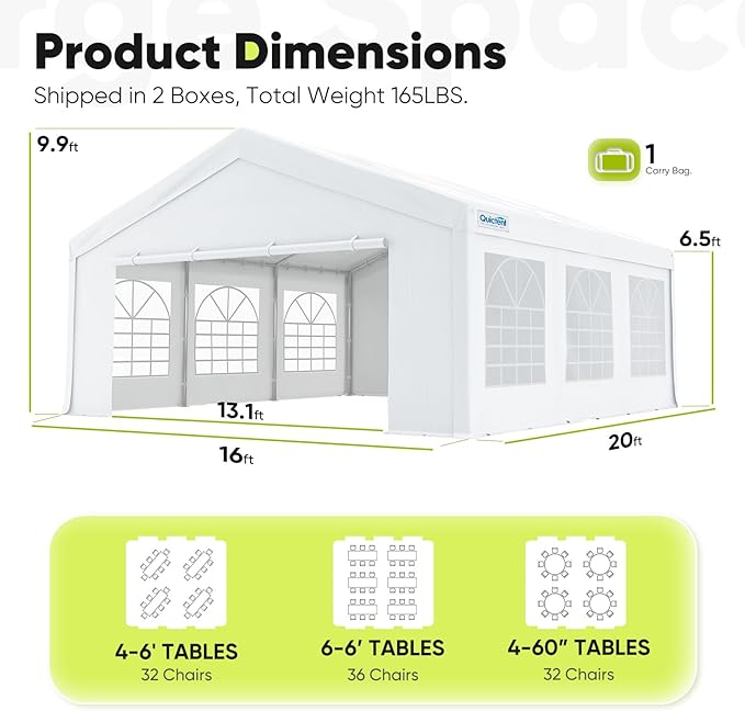 Quictent 16x20 Heavy Duty Party Tent Outdoor Canopy Tent - Image 2