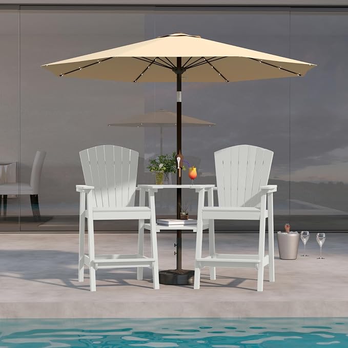 Tall Adirondack Chairs Set of 2, Bar Height HDPE Deck Chairs - Image 9