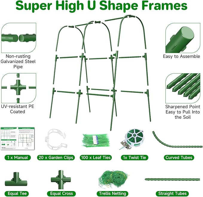Cucumber Trellis for Raised Bed, U-Shape Garden Trellis for Climbing Plants - Image 3