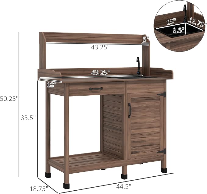 Outsunny Potting Bench Table - Image 7