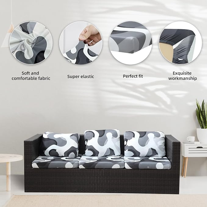 8Pcs Stretch Patio Cushion Covers, Outdoor Couch Covers Replacement, Outdoor - Image 3