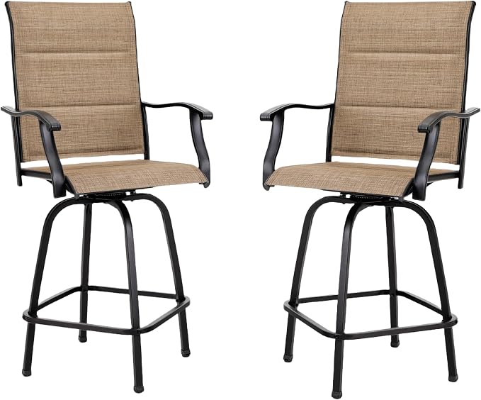 MFSTUDIO Outdoor Bar Stools Set of 2, Swivel Bar Height Patio Chairs Outdoor by MFSTUDIO