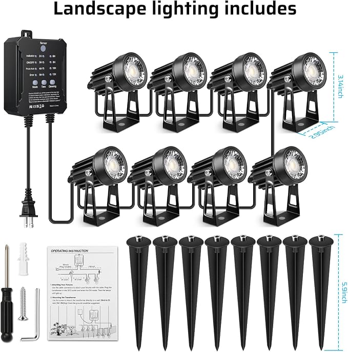 All-in-One Low Voltage Landscape Lighting Kit, 8 Pack Landscape Lights - Image 8