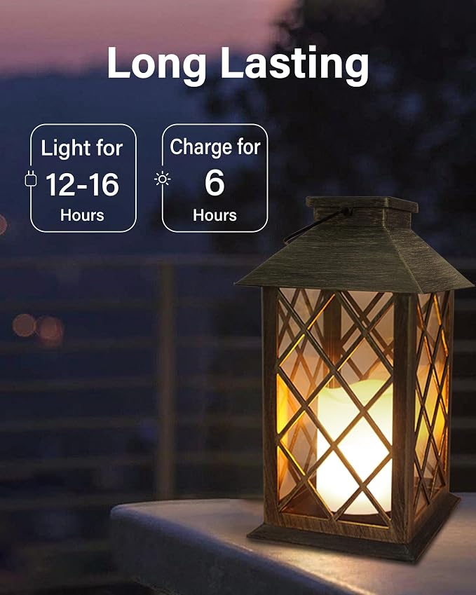 SHYMERY Solar Lantern, Outdoor Garden Hanging Lanterns, 2 Pack 14 Inch Lasts 3X - Image 7