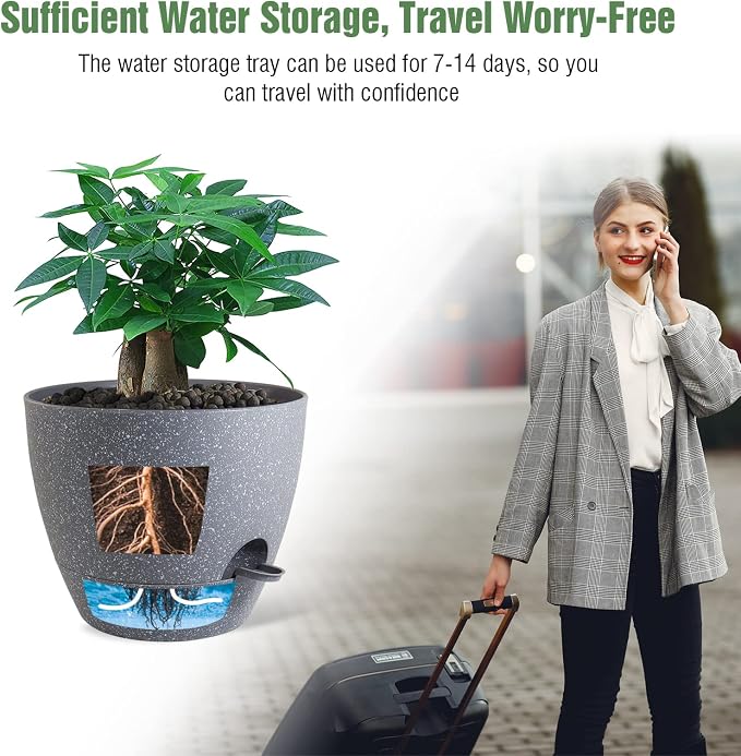 12 inch Large Self Watering Pots, Plastic Planters - Image 5