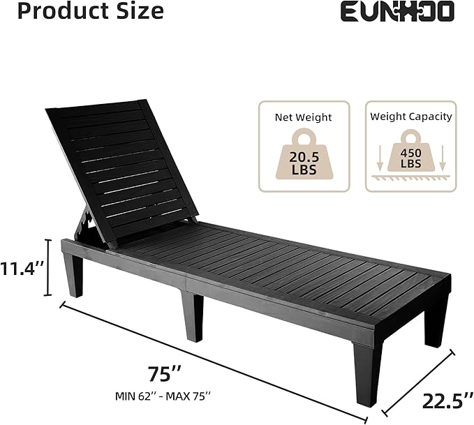 Chaise Lounge Outdoor, Adjustable Pool Lounge Chair - Image 3