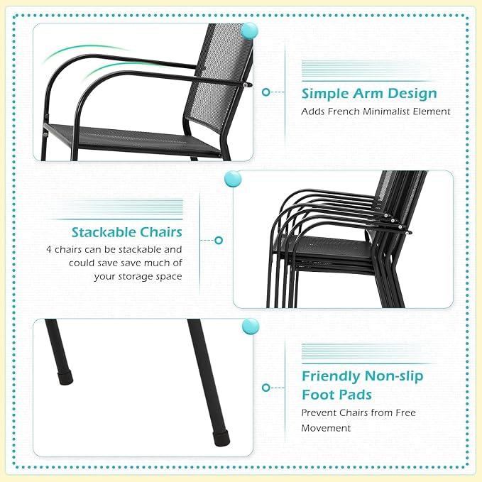 AECOJOY39.4 Outdoor Patio Dining Table and Chairs Set - Image 5