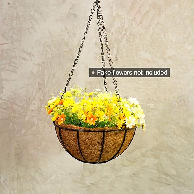 Tosnail 3 Pack 10" Metal Hanging Flower Pots Hanging Planters Plant Basket - Image 8