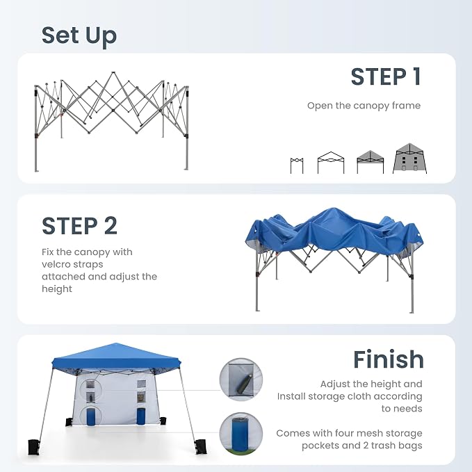 PHI VILLA Canopy with One Sidewalls, Angled Leg 12 x 12 UV Block Sun Shade - Image 4
