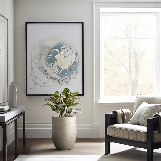 Kante 16.5 Inch Tall Concrete Planter, Large Indoor Outdoor Plant Pot - Image 4
