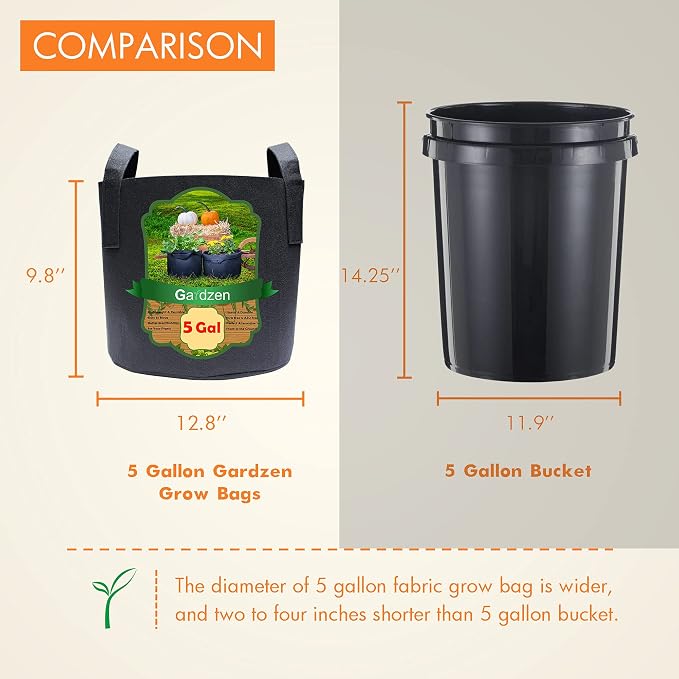 Gardzen 6-Pack 5 Gallon Grow Bags, Aeration Fabric Pots - Image 8